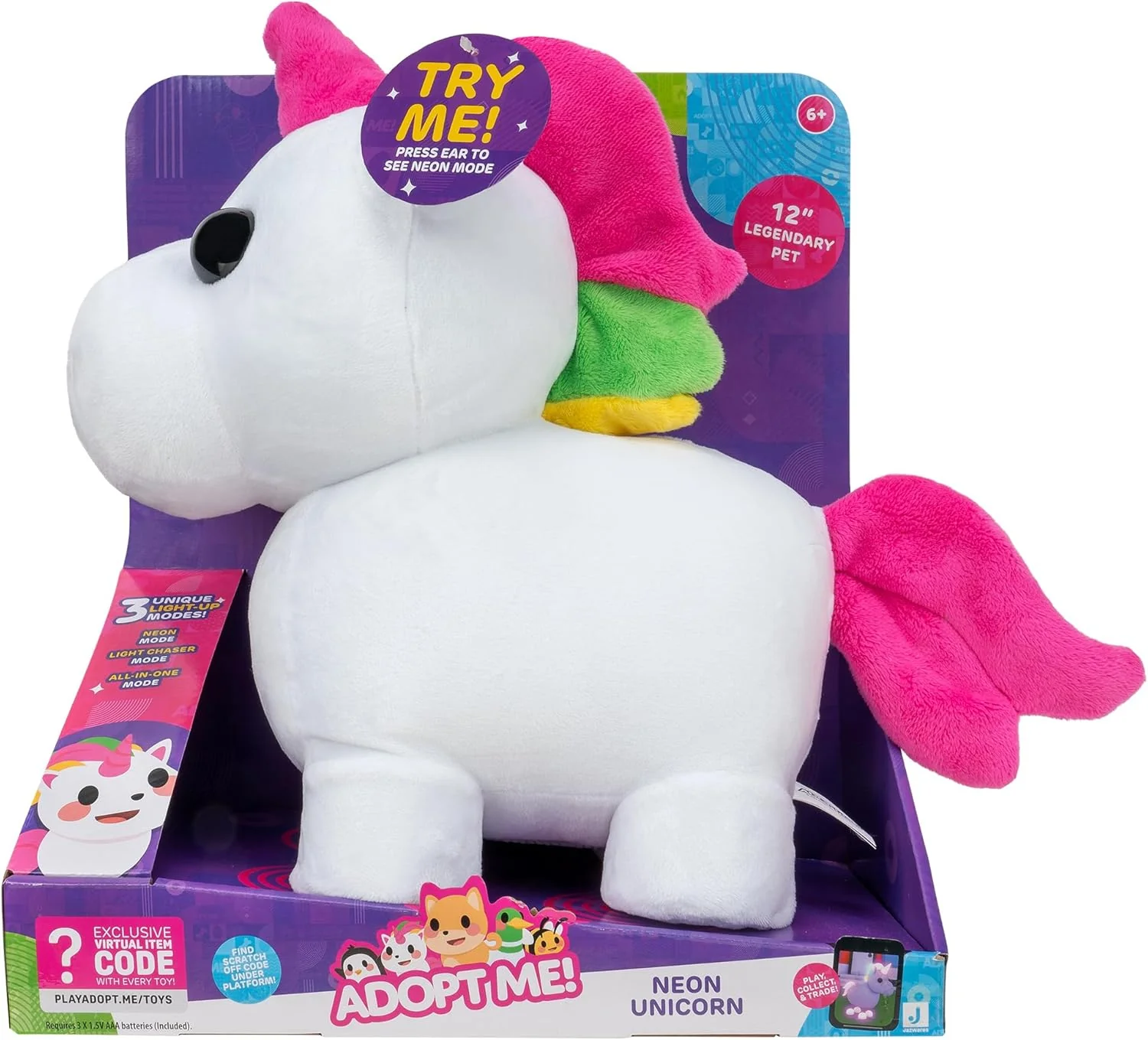 Adopt Me! Neon Unicorn Light-Up Plush - Image 3