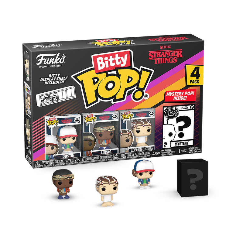 Funko Bitty POP! 4-Pack: Stranger Things - Dustin, Lucas, Eleven (with Electrodes), Mystery Pop! Vin