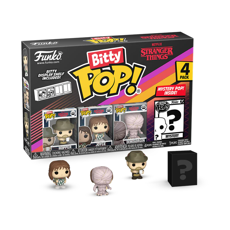 Funko Bitty POP! 4-Pack: Stranger Things - Hopper, Joyce, Demogorgon, Mystery Pop! Vinyl Figures