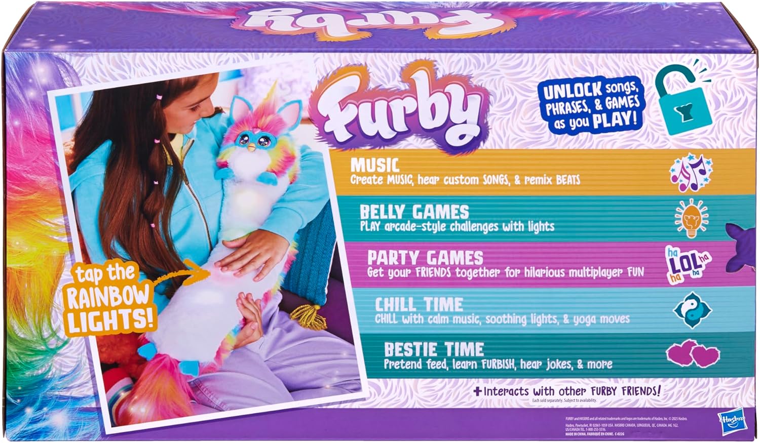 Hasbro DJ Furby Interactive Rainbow Plush Toy - Image 3
