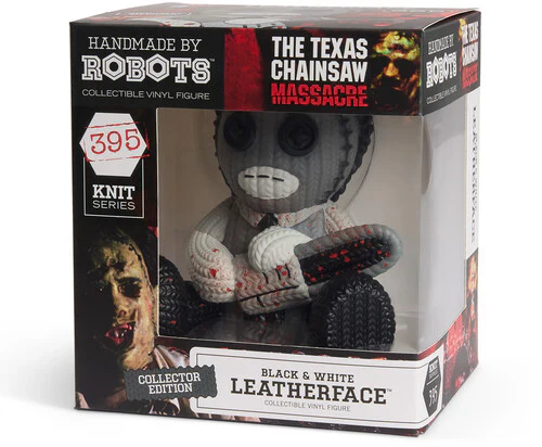 Leatherface: Bloody (Black & White) 395 Vinyl Figure from Handmade By Robots - Image 2