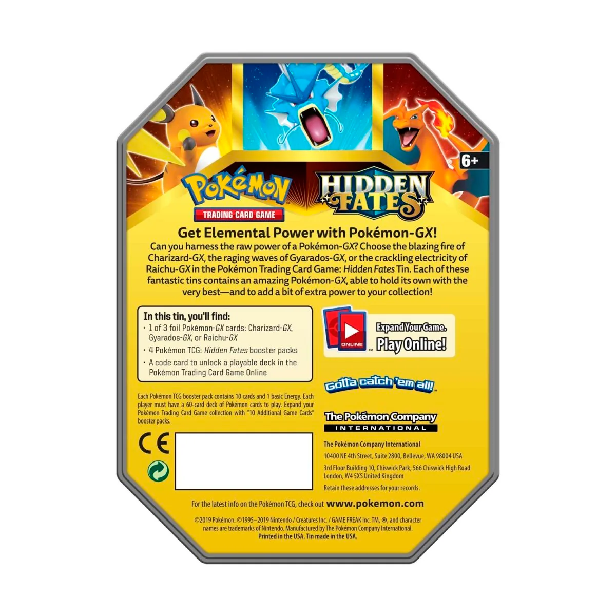 Pokemon TCG: Hidden Fates Tin [Set of 3] Art Set - Charizard / Raichu / Gyarados - Image 10
