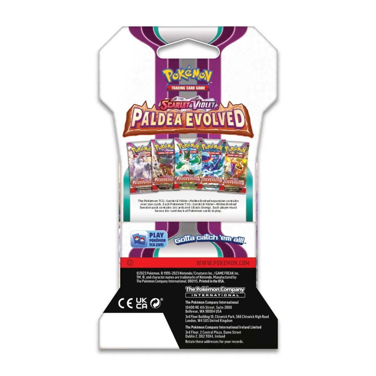 Pokemon TCG: Paldea Evolved Sleeved Booster Pack Art Bundle [Set of 5] - Image 7