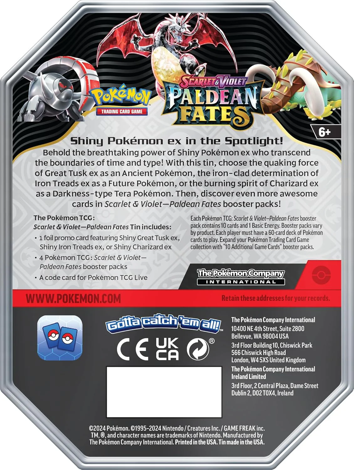 Pokemon TCG: Scarlet & Violet Paldean Fates Tins Sealed Case - 2 of Each (6 Count) - Image 6