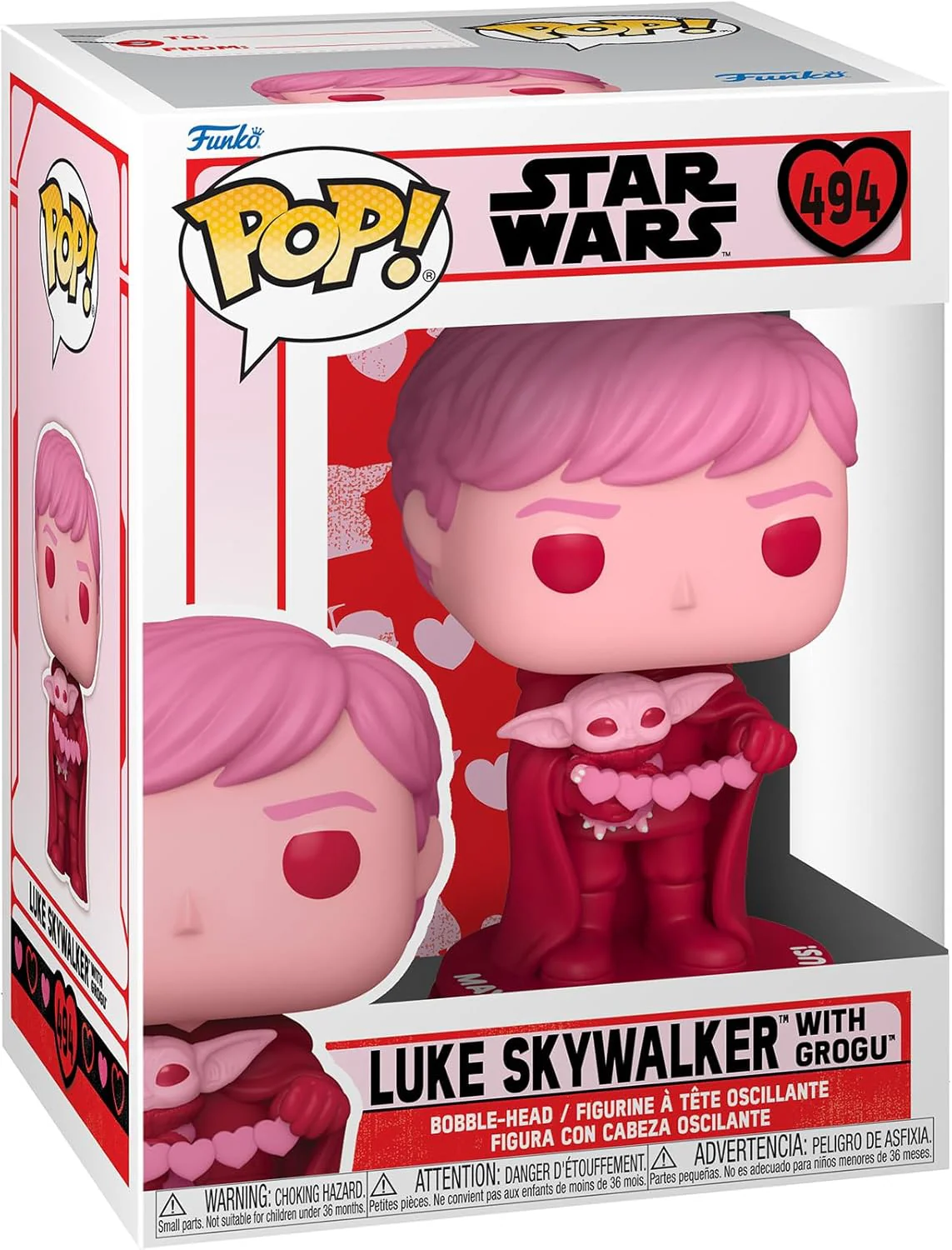 POP! Bobble-Head Star Wars: Valentines S2 - Luke Skywalker with Grogu - 494 /60125 - Image 2